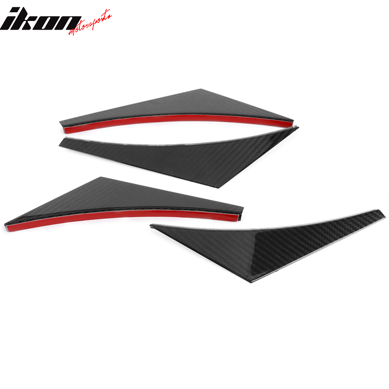 Universal Front Bumper Lip Canards Splitters Fin 4Pc V2 Style - Carbon Fiber