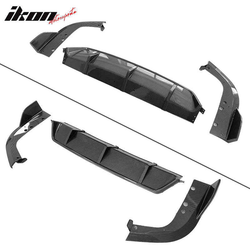 Fits 19-25 BMW G05 X5 M Sport Rear Bumper Lip Diffuser Carbon Fiber Print 3PC