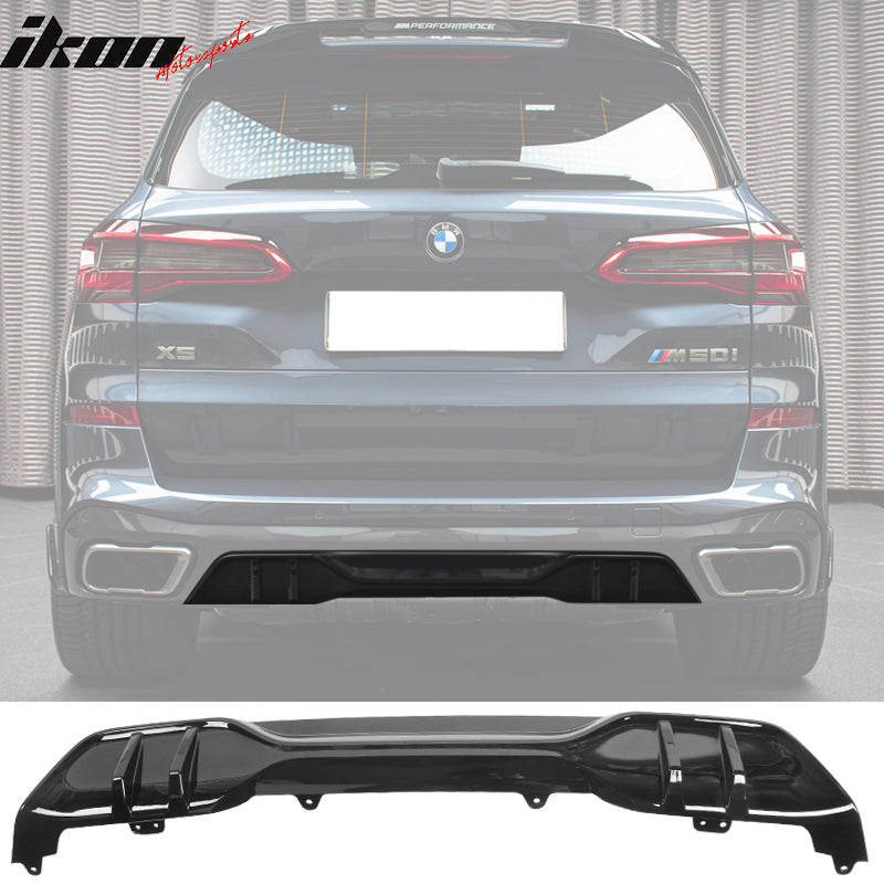 IKON MOTORSPORTS, Rear Bumper Lip Diffuser Compatible With 2019-2021 BMW G05 X5 M Sport, Car Rear Bumper Lip Diffuser Protector PP MP Style