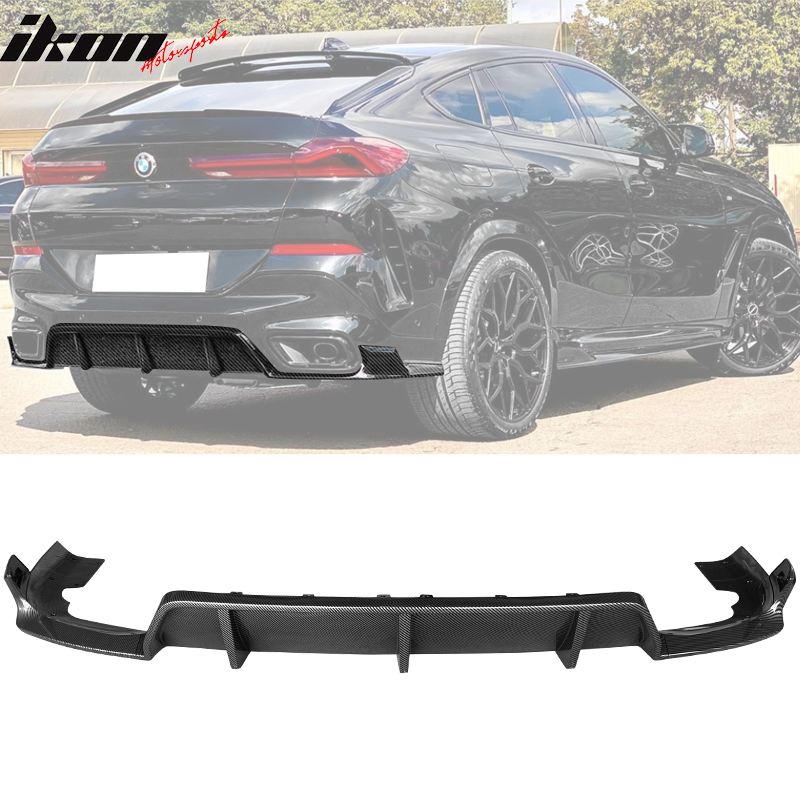 2020-2024 BMW G06 X6 IKON Style CF Print Rear Bumper Diffuser PP