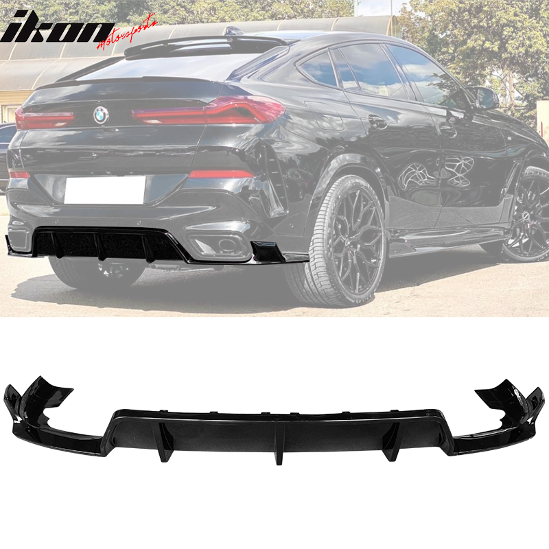 2020-2024 BMW G06 X6 IKON Style Gloss Black Rear Bumper Diffuser PP