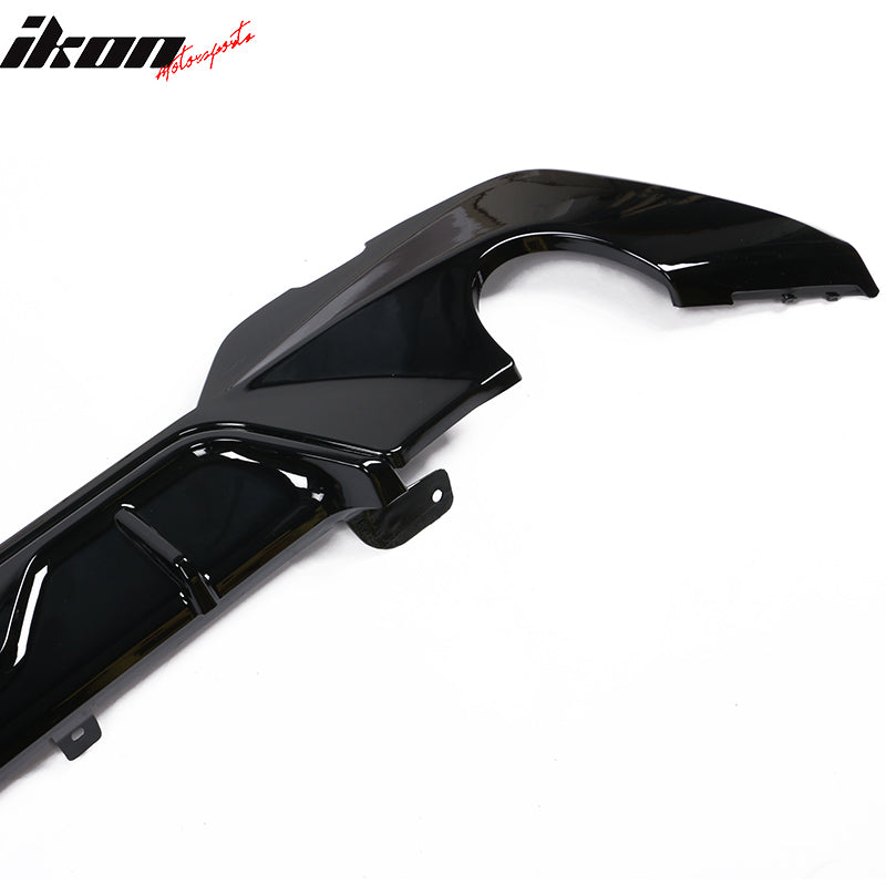 Fits 19-22 BMW 330i M Sport Dual Single Exhaust Rear Lip Diffuser Gloss Black PP