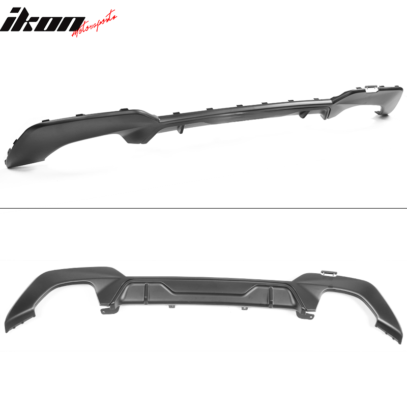 IKON MOTORSPORTS, Rear Diffuser Compatible With 2019-2022 BMW G20 330i, 3 Series M-Tech M Sport Only  2PCS Rear Bumper Lip Diffuser Matte Black PP