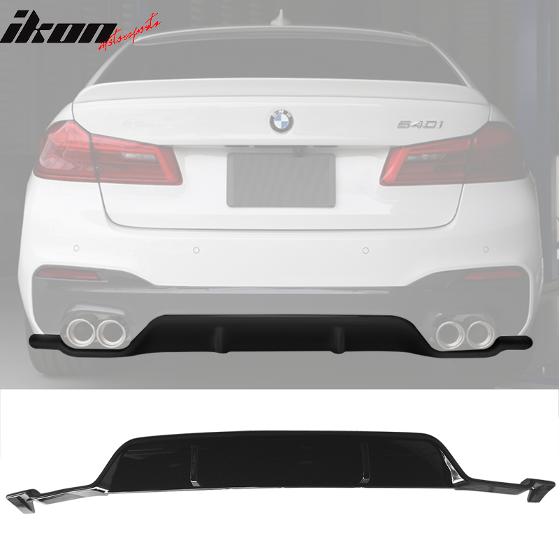 2017-2020 BMW G30 5 Series 3D Style Glossy Black Rear Bumper Diffuser