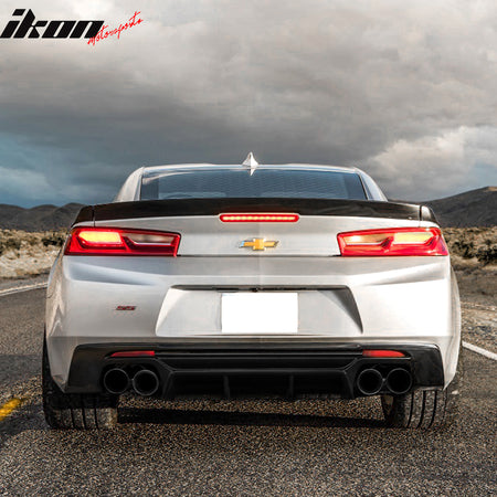 IKON MOTORSPORTS, Rear Diffuser Compatible With 2016-2023 Camaro ( Except ZL1 Model), PP Rear Bumper Lip Lower Body Protection Avoid Against Collision