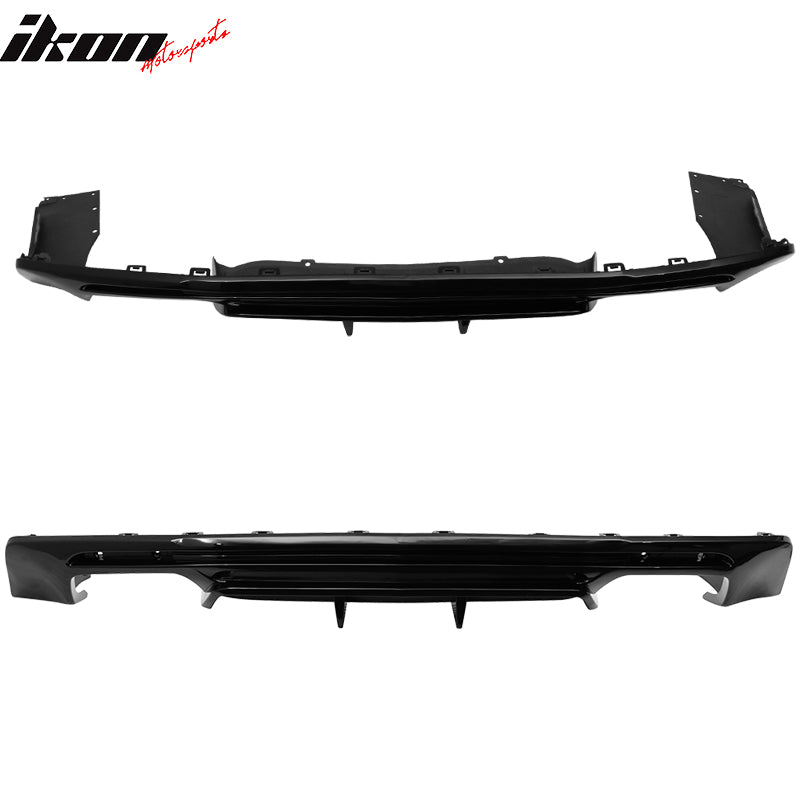 IKON MOTORSPORTS, Rear Diffuser Compatible With 2016-2023 Camaro ( Except ZL1 Model), PP Rear Bumper Lip Lower Body Protection Avoid Against Collision