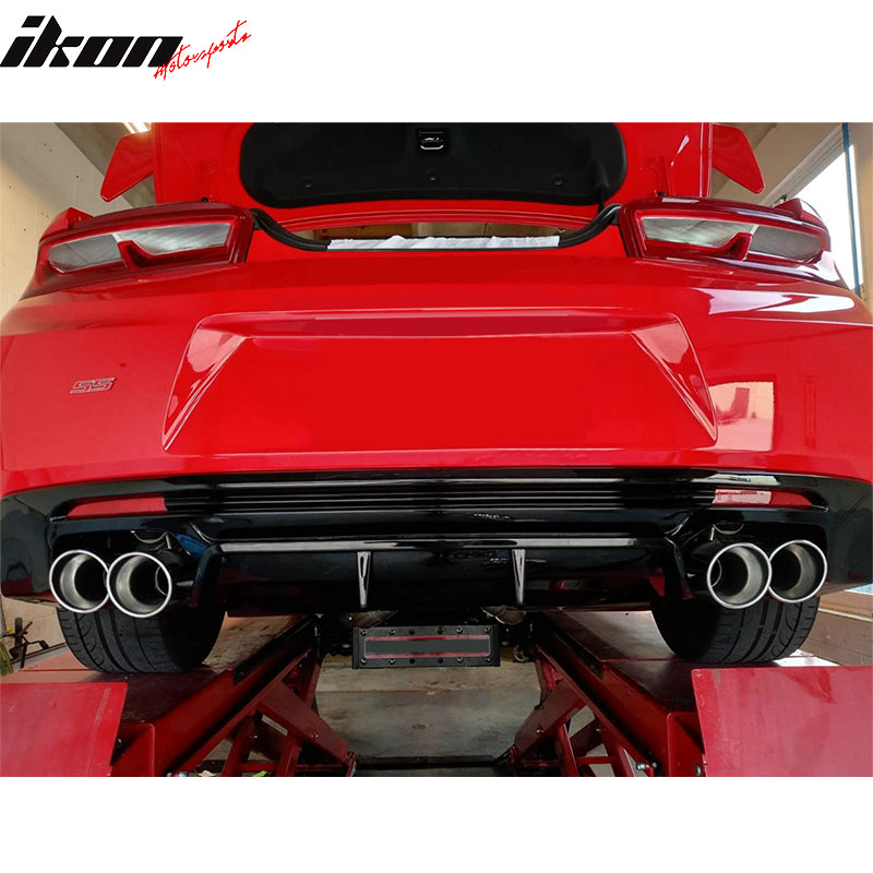 IKON MOTORSPORTS, Rear Diffuser Compatible With 2016-2023 Camaro ( Except ZL1 Model), PP Rear Bumper Lip Lower Body Protection Avoid Against Collision