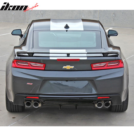 IKON MOTORSPORTS, Rear Diffuser Compatible With 2016-2023 Camaro ( Except ZL1 Model), PP Rear Bumper Lip Lower Body Protection Avoid Against Collision