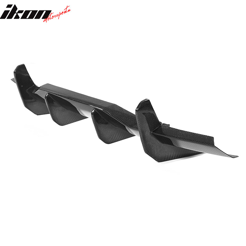 IKON MOTORSPORTS, Rear Bumper Diffuser Compatible With 2020-2025 Chevy Corvette C8 Stingray/Z51/E-RAY, IKON Style Carbon Fiber Gloss Black Rear Bumper Diffuser Lip Bodykits, 2021 2022