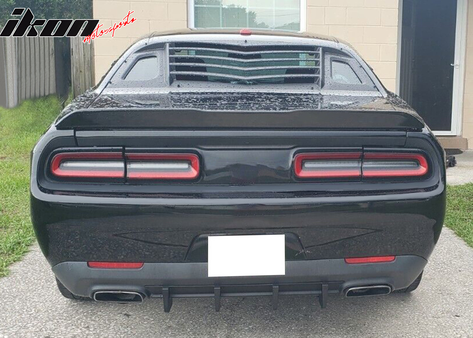 Fits 15-23 Dodge Challenger Rear Bumper Lip Diffuser 4 Shark Fin Spoiler Wing