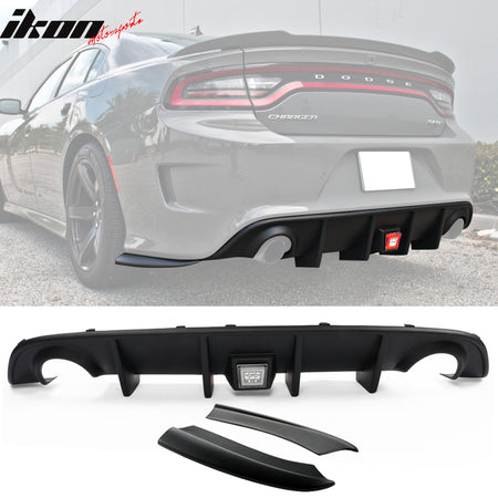 Fits 15-23 Charger SRT Rear Bumper Diffuser Lip Valance W/ 3RD LED Brake Lamp