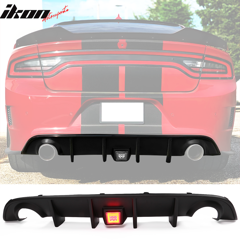 Fits 15-23 Charger SRT Rear Bumper Diffuser Lip Valance W/ 3RD LED Brake Lamp