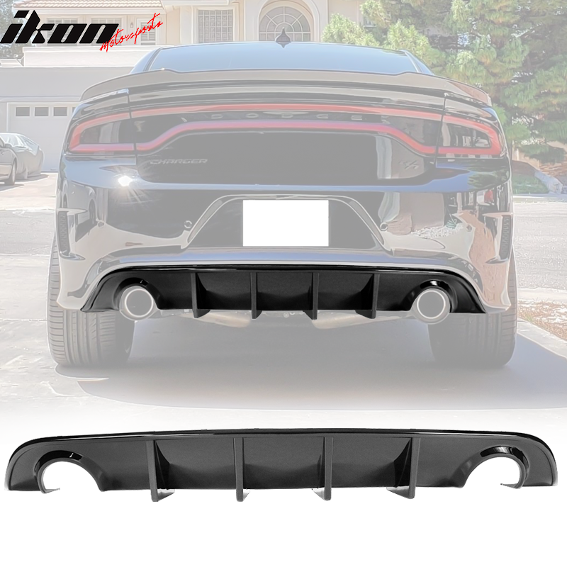 Fits 15-23 Dodge Charger SRT V3 Style Rear Diffuser with Reflective Tape