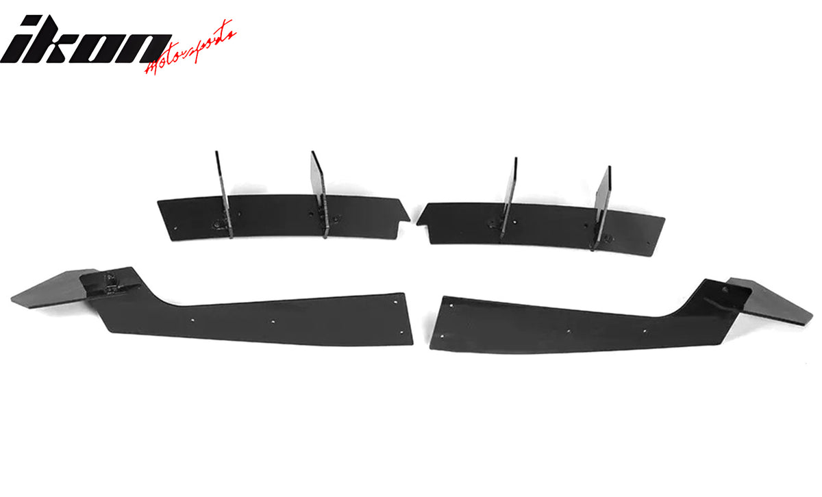 Fits 18-21 Ford Mustang EcoBoost Rear Bumper Diffuser Splitters Gloss Black ABS