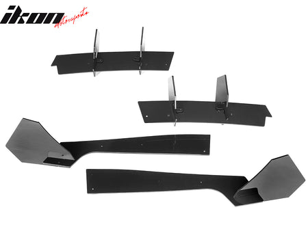 Fits 18-21 Ford Mustang EcoBoost Rear Bumper Diffuser Splitters Gloss Black ABS