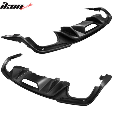 IKON MOTORSPORTS Rear Diffuser Compatible With 2018-2023 Ford Mustang, GT Style Matte Black Factory Textured PP Polypropylene Bumper Lip