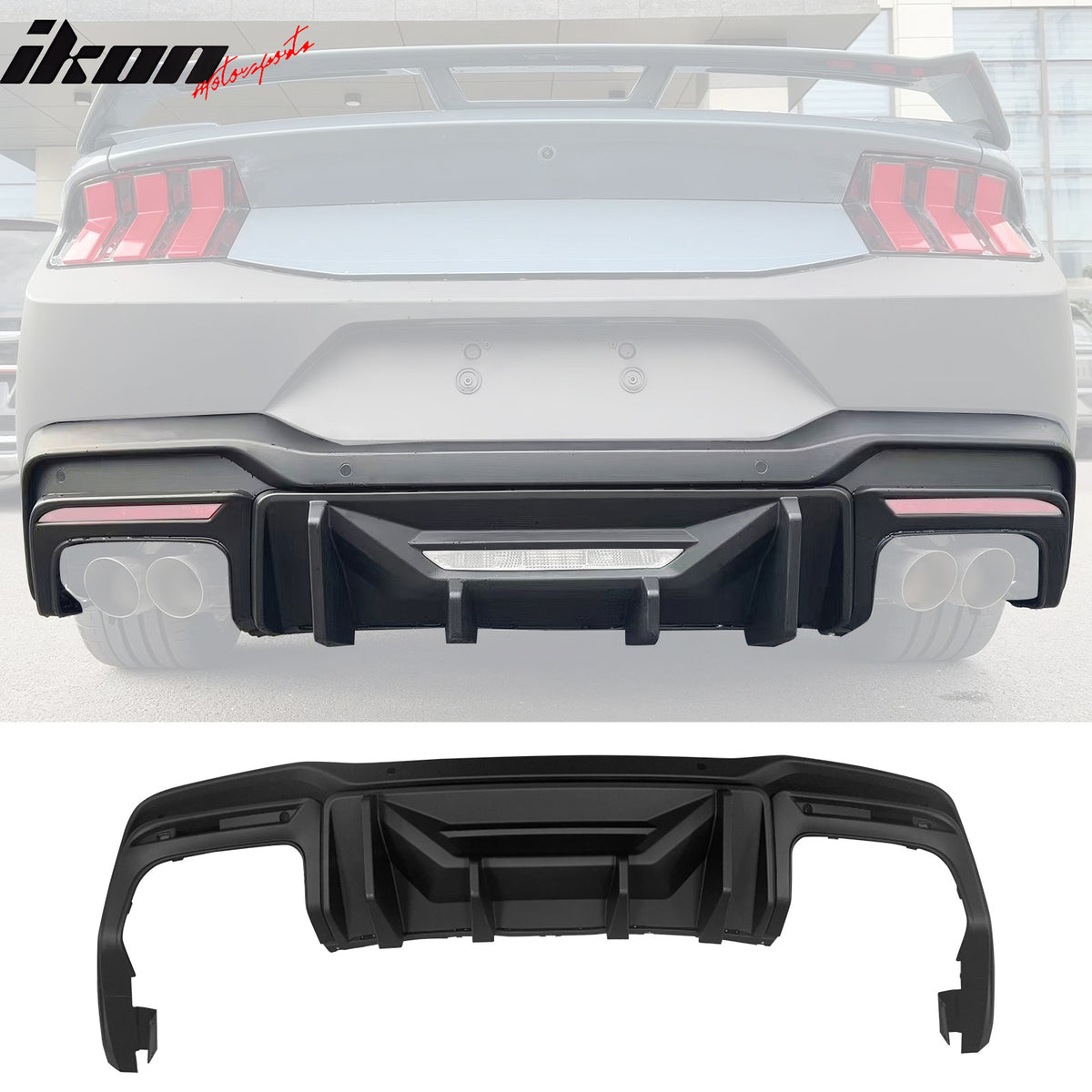 Fits 24-25 Mustang OE Rear Bumper Cover Rock Diffuser Valance Lip Matte Black PP