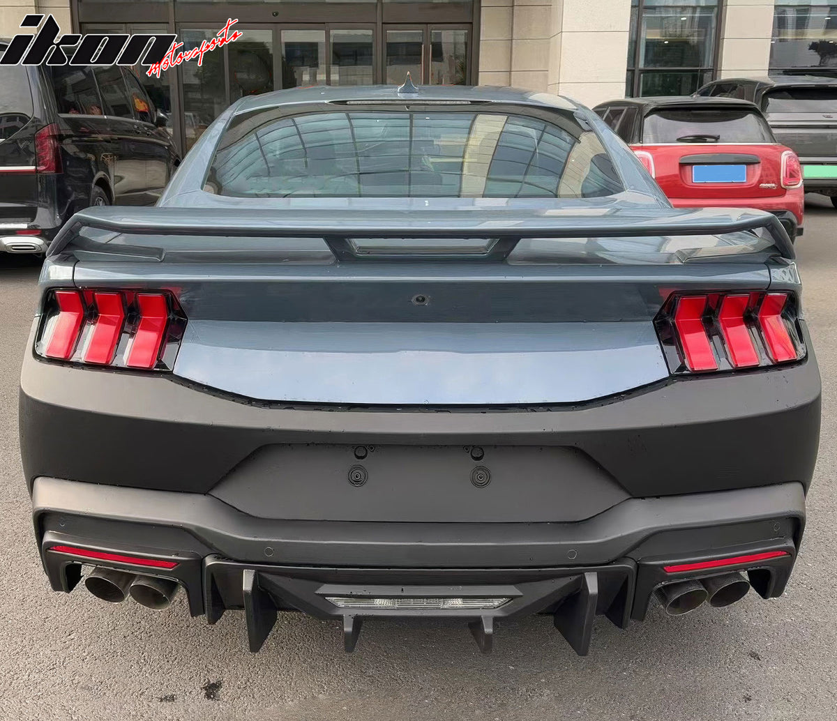 Fits 24-25 Mustang 7th Gen S650 Rock Style PP Rear Bumper Diffuser Matte Black