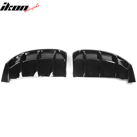 Fits 21-24 Ford Mustang Mach-E GT Gloss Black Rear Bumper Lip Diffuser Fins 2PC