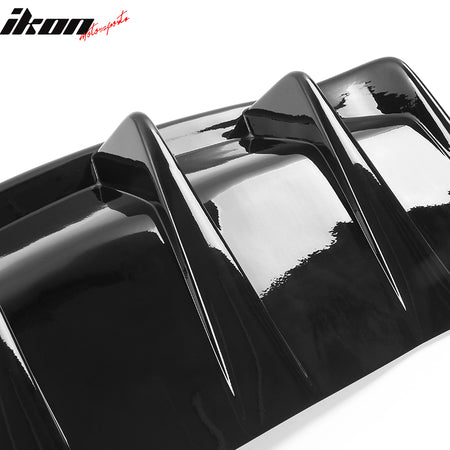 Fits 21-24 Ford Mustang Mach-E GT Gloss Black Rear Bumper Lip Diffuser Fins 2PC