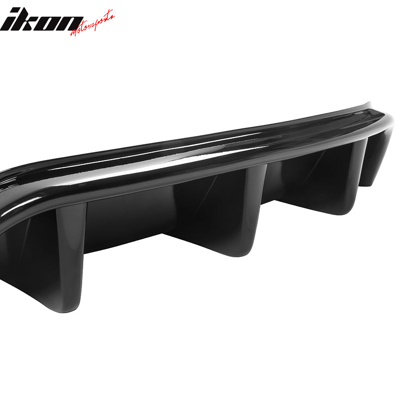 Fits 21-24 Ford Mustang Mach-E GT Gloss Black Rear Bumper Lip Diffuser Fins 2PC