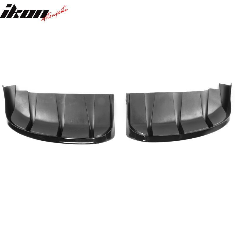 Fits 21-24 Ford Mustang Mach-E GT Gloss Black Rear Bumper Lip Diffuser Fins 2PC