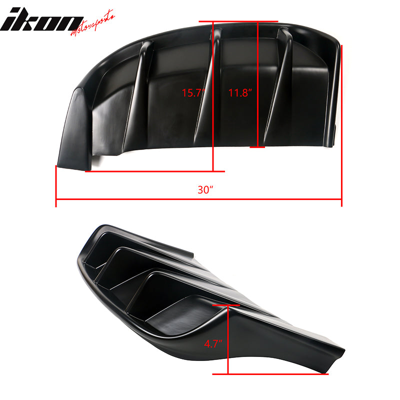 Fits 21-24 Ford Mustang Mach-E GT Gloss Black Rear Bumper Lip Diffuser Fins 2PC