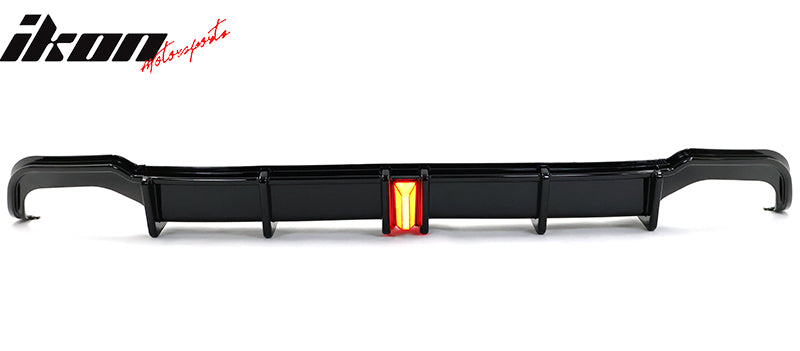 Fits 18-22 Honda Accord Sport LED Rear Bumper Lip Diffuser Spoiler Gloss Black