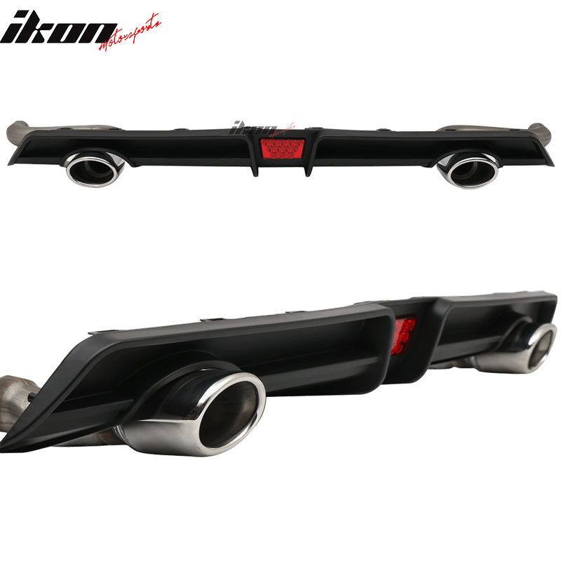 Fits 16-21 Honda Civic Sedan Rear LED Diffuser + Axle Back Dual 4in Exhaust Tips