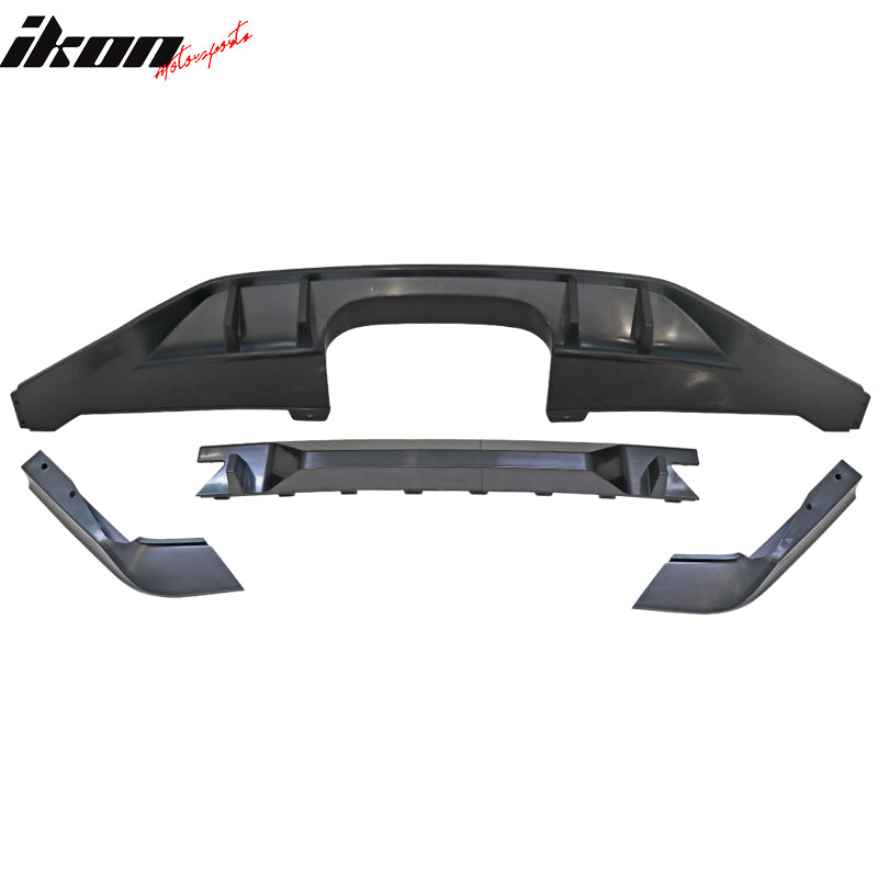 IKON MOTORSPORTS Bumper Coversion Kit Compatible With 2017-2021 Honda Civic Hatchback, Rear Bumper Lip TR Black PP 10th Gen Air Dam Protection Boykits