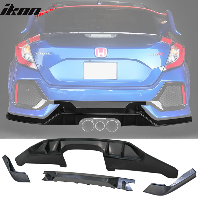 2017-2021 Honda Civic Hatchback Type R Black Rear Bumper Lip Kit PP