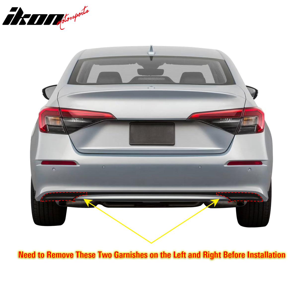 For 22-24 Honda Civic 11th FE-C Style Rear Bumper Lip Diffuser Apron Matte Black