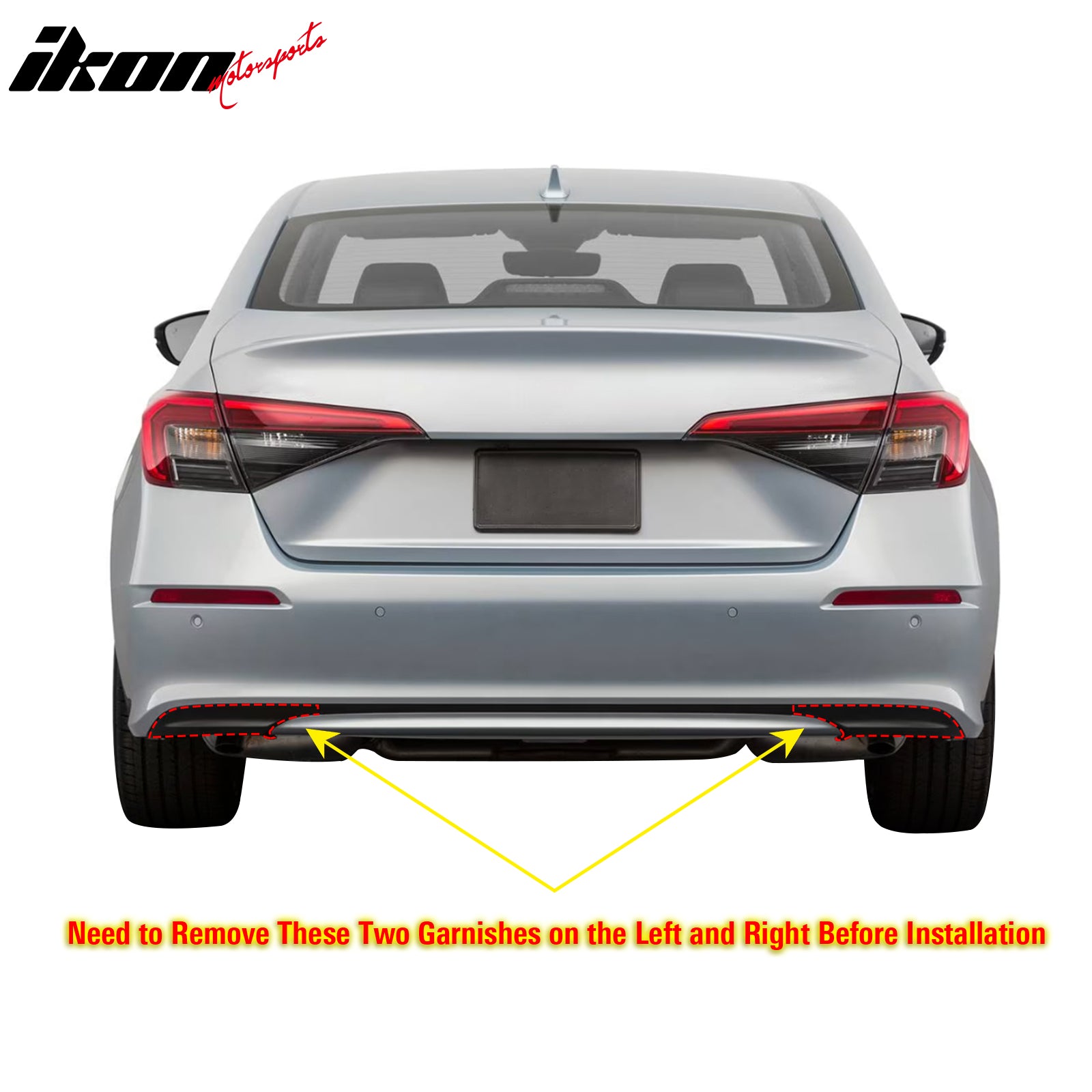 For 22-24 Civic FE-C Front Rear Lip Trunk Spoiler Type R Side Skirts Gloss Black