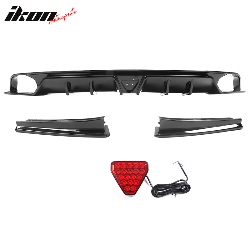 Fits 22-24 Civic EX/Touring/SI Gloss Black Rear Bumper Lip W/ Quad Exhaust Tips