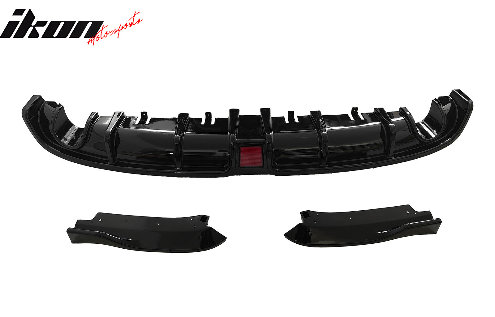 Fit 22-24 Civic EX/Touring/Si Sedan 3PC Rear Diffuser W/LED+Dual Tip