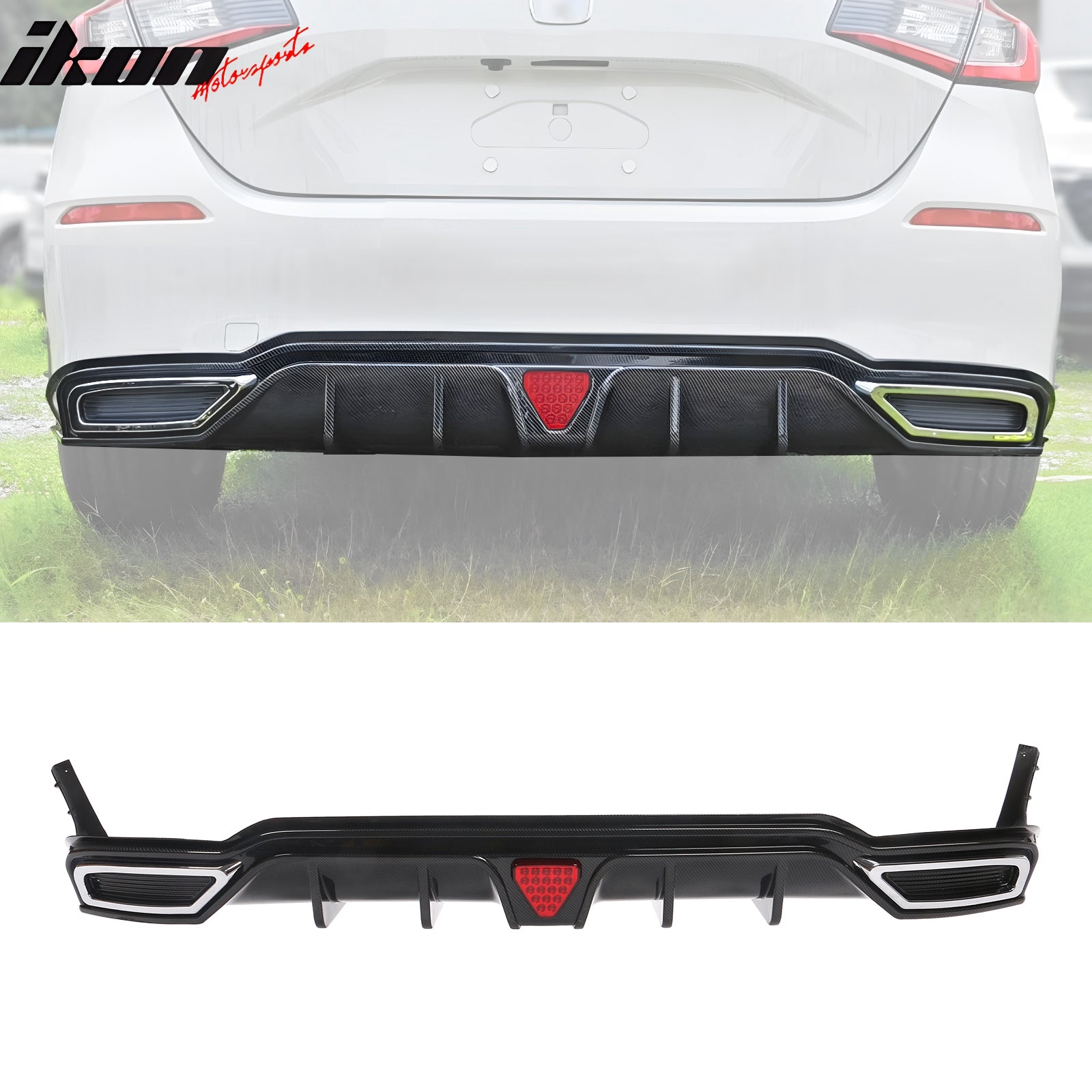 For 22-24 Civic Sport LX EX-L Rear Bumper Diffuser W/ Corner Spat PP