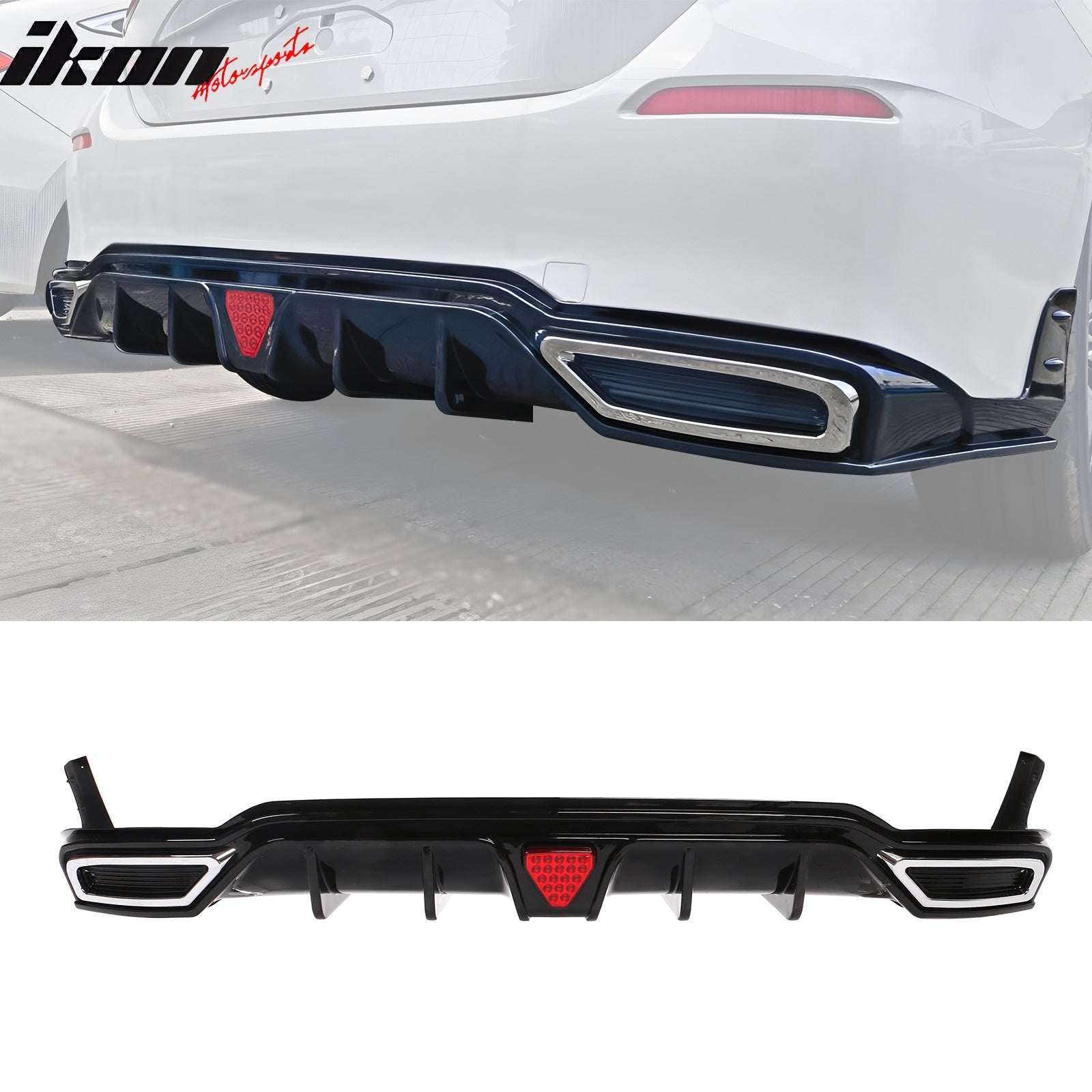 For 22-24 Civic Sport LX EX-L Rear Bumper Diffuser W/ Corner Spat PP