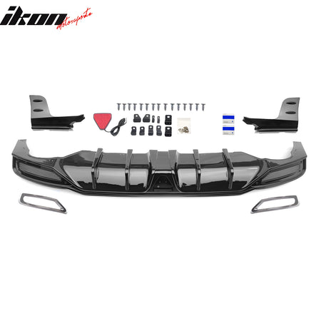 For 22-24 Civic Sport LX EX-L Gloss Black Rear Bumper Diffuser W/ Corner Spat PP