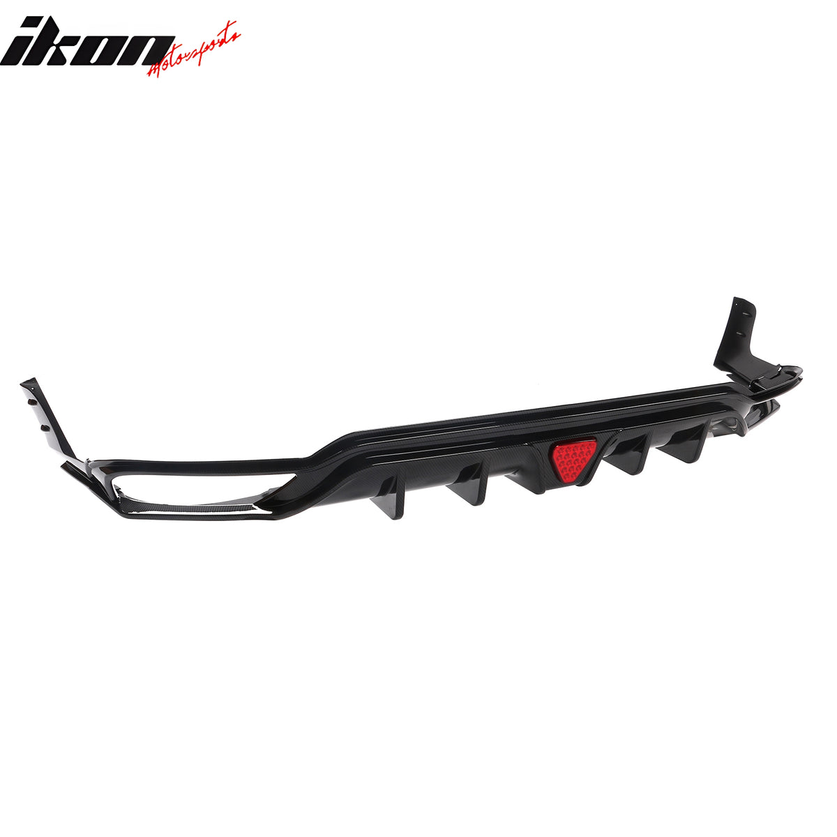 IKON MOTORSPORTS Rear Diffuser, Compatible with 2022-2024 Honda Civic Sport Touring Hatchback, IKON Carbon Fiber Print PP Shark Fin Rear Bumper Valance Spoiler, Air Dam Chin Splitter Molding 3PCS