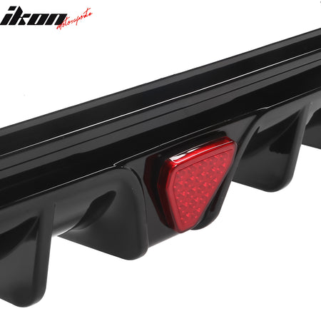 Fits 22-24 Civic Hatchback Gloss Black Rear Bumper Diffuser W/ Corner Spats PP