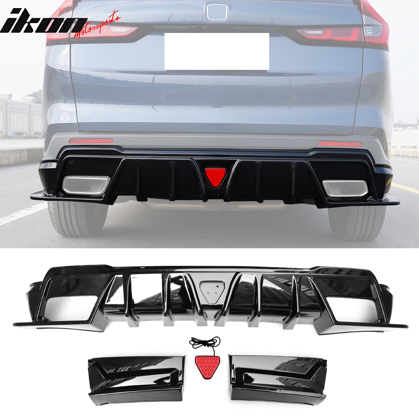 Fits 23-24 Honda CR-V IKON Rear Bumper Lip Diffuser PP W/ LED