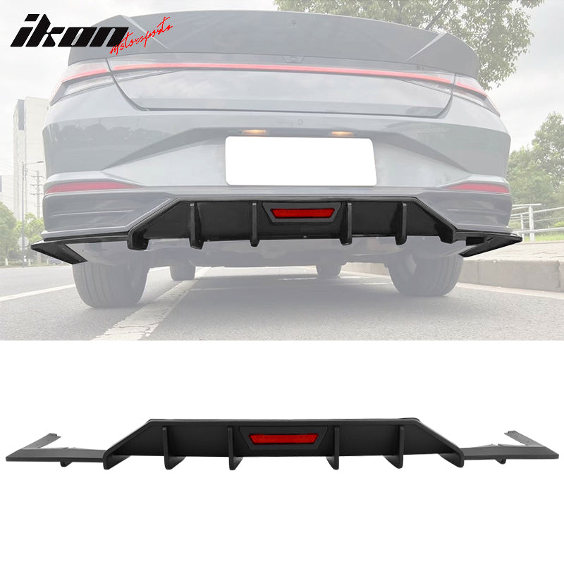 IKON MOTORSPORTS, Rear Bumper Diffuer With Brake Light Compatible With 2021-2023 Hyundai Elantra Sedan 4-Door