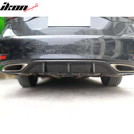 IKON MOTORSPORTS, Rear Bumper Lip Diffuser Compatible With 2013-2020 Lexus GS200t GS300 GS350 GS450h (Not Fits GS F), 3 Fins Unpainted PP Air Dam Chin, 2014 2015 2016 2017 2018 2019