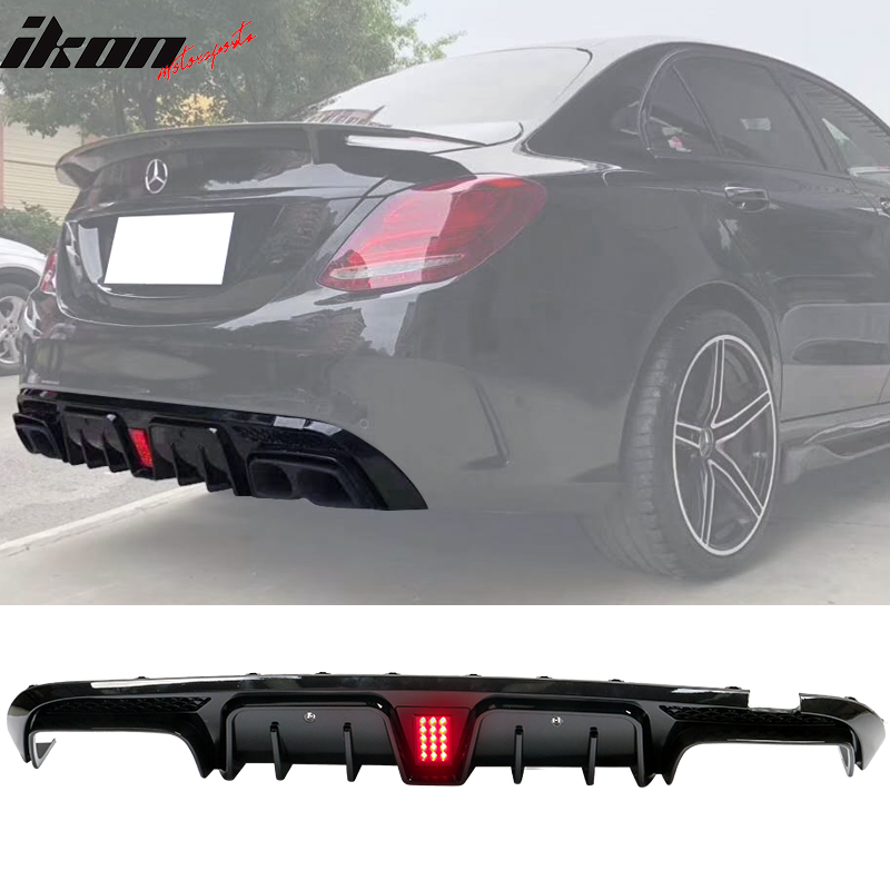 2015-2018 Benz W205 C-Class C63 C63S AMG Gloss Black Rear Diffuser