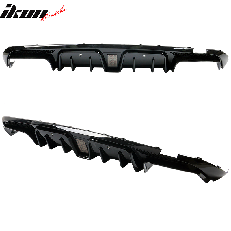 Fit 15-18 Benz W205 C Class C63 AMG B Style Rear Bumper Lip Diffuser Gloss Black