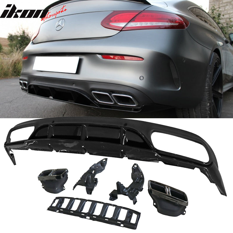 2015-2018 Benz C-Class W205 C63 Coupe AMG Style Rear Diffuser PP