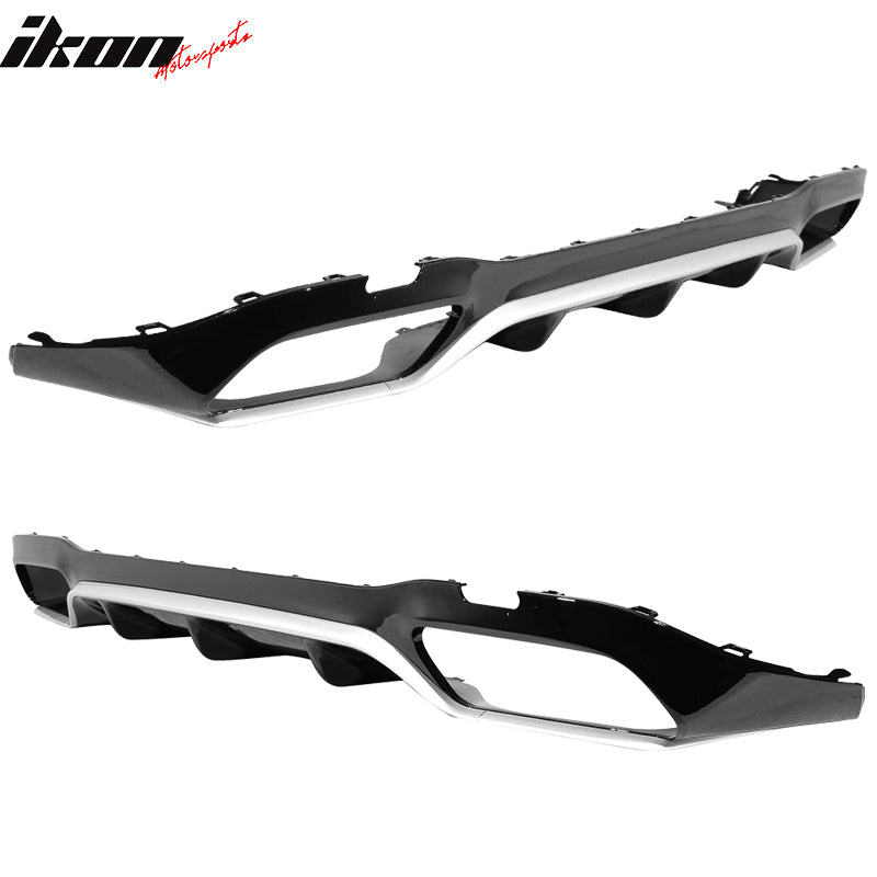 Rear Diffuser Compatible With 2017-2018 Mercedes Benz E-Class W213, Unpainted Black PP Polypropylene GLE63 With Chrome Tip Muffler by IKON MOTORSPORTS