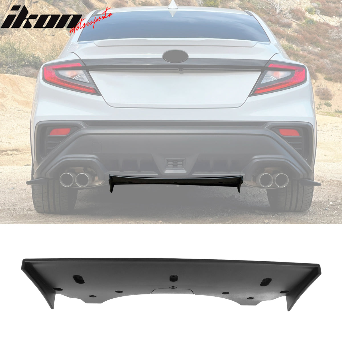 IKON MOTORSPORTS, Rear Bumper Diffuser Lip Compatible With 2022-2024 Subaru WRX Sedan 4-Door, Unpainted Black STI Style PP Add On Air Dam Rear Lower Bumper Protector Lip