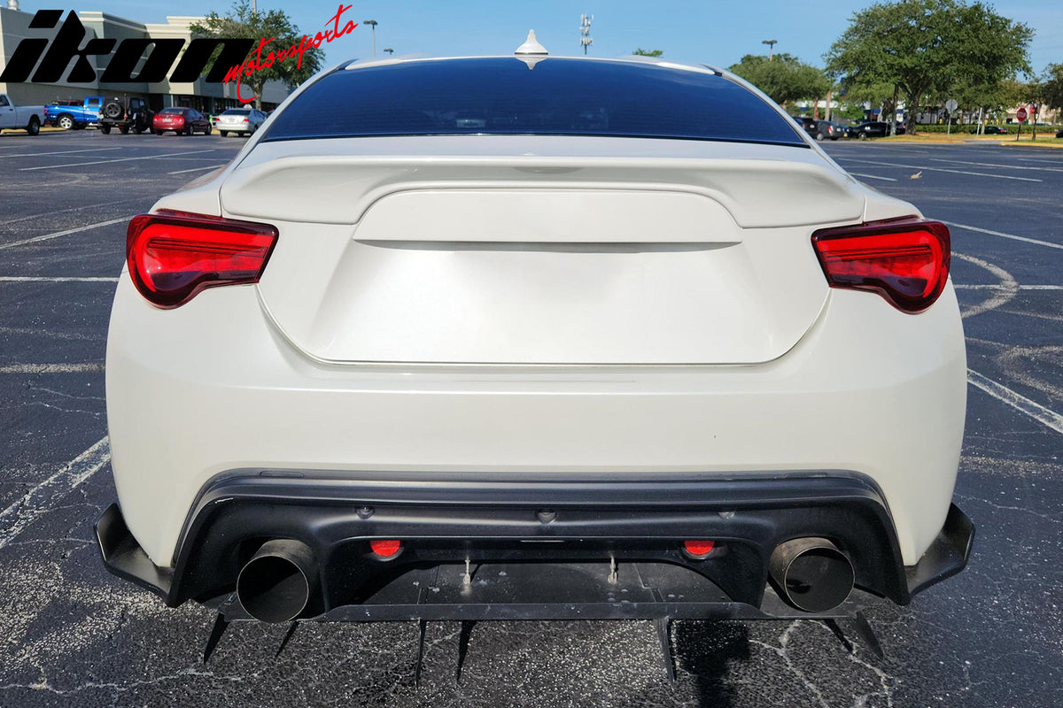 IKON MOTORSPORTS, Rear Bumper Lip Compatible With 2013-2016 Scion FR-S/2013-2020 Subaru BRZ/2017-2020 Toyota 86, GR Style Black ABS Add on Aftermarket Replacement Parts Rear Splitter