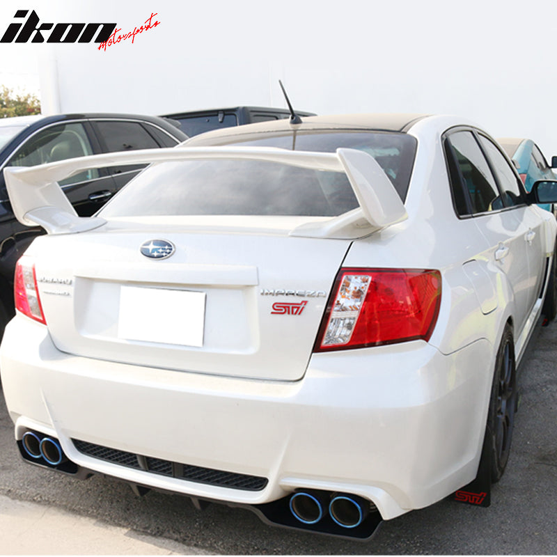 Rear Bumper Lip Diffuser Compatible With 2011-2014 Subaru Impreza 4 Door Sedan, Unpainted Black ABS Lower Air Flow Diffuser Splitter by IKON MOTORSPORTS, 2012 2013